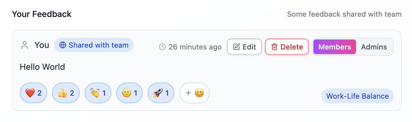 Feedback Entry Before Emoji Reactions